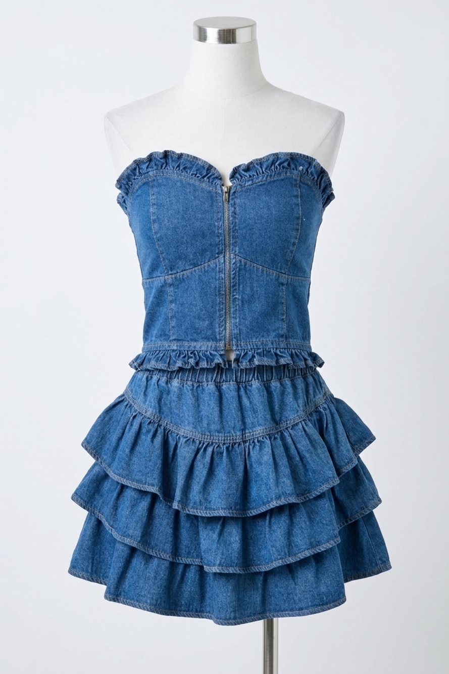NEW DAY + MOON dayton strapless top in denim